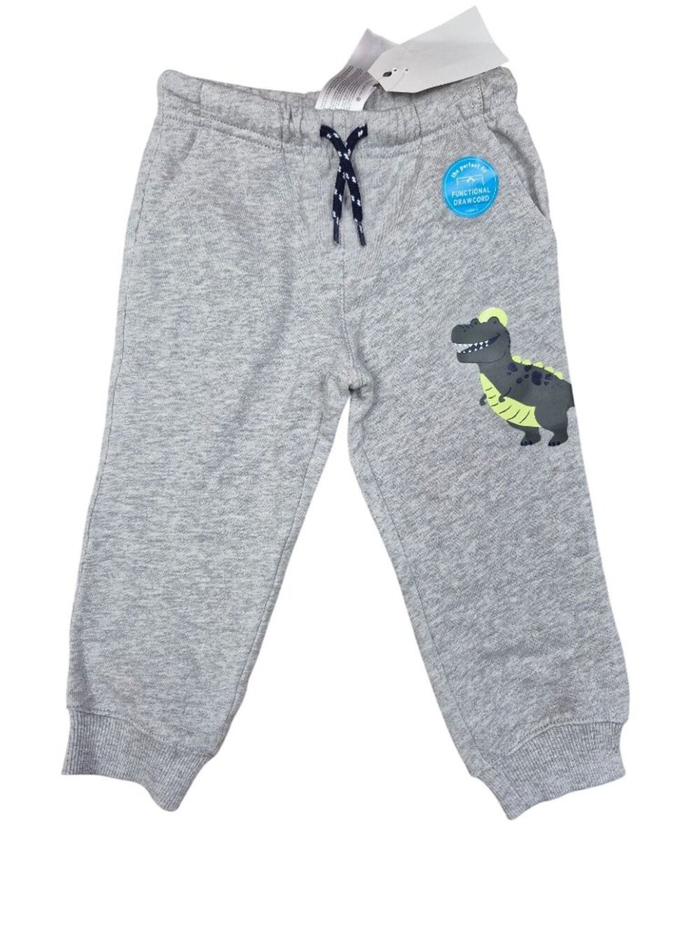 Toddler Boys Grey Dinosaur Print Sweatpants With Drawstring & Pockets - Picture 2 of 8